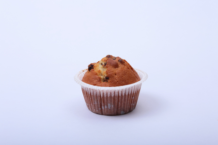 blueberry and chocolate muffins in paper cupcake holderの写真素材