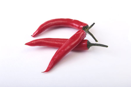 fresh chilli pepper isolated on white background. Selective focus.