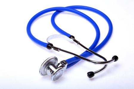 medical stethoscope isolated on white background. selective focus.の写真素材