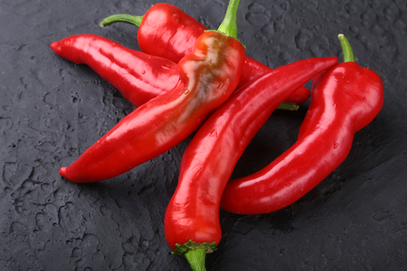 Red hot Chili pepper, garlic and onion. Fresh Organic vegetables.の写真素材