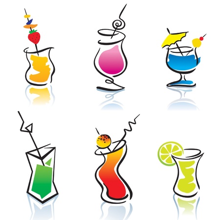 Set of the different cocktails. Vector illustration. Set of the different cocktails. Vector illustration.