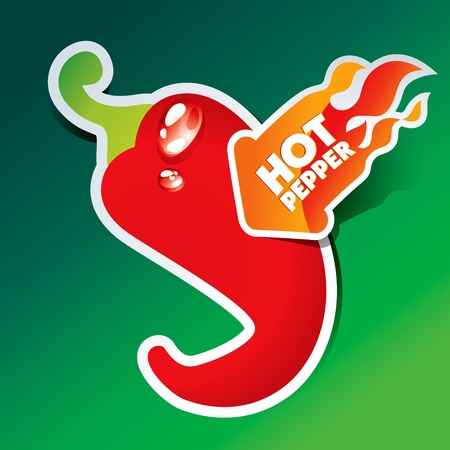 Icon of red hot chili pepper with flaming arrow. Vector illustration.のイラスト素材
