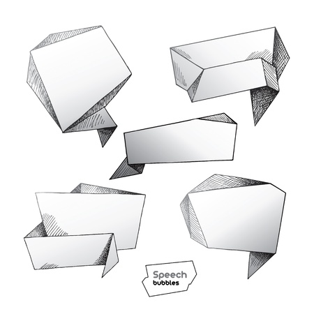 Set of hand drawn speech bubbles. Vector illustration.のイラスト素材