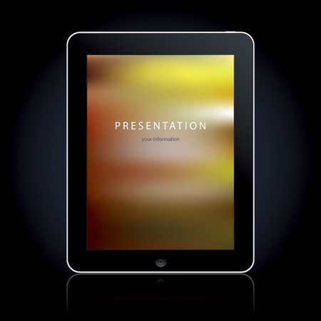 Tablet computer on the black background illustration.のイラスト素材