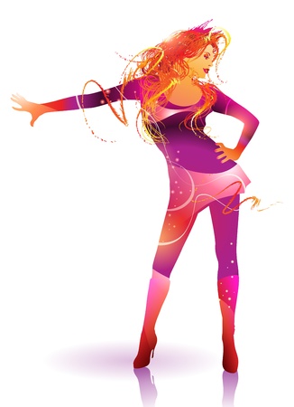 The beautiful dancing girl on a white background. Vector illustration.のイラスト素材