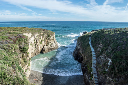 Acceso a la playa de las catedralesの写真素材