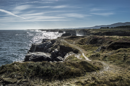 Path along the beach of the cathedralsの写真素材