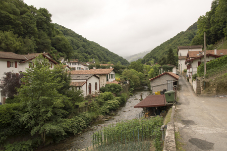 Camino de Santiago from Saint Jean Pied de Port to Roncesvalles via Valcarlosの写真素材