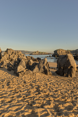 The beach of Ris in Noja, Cantabriaの写真素材
