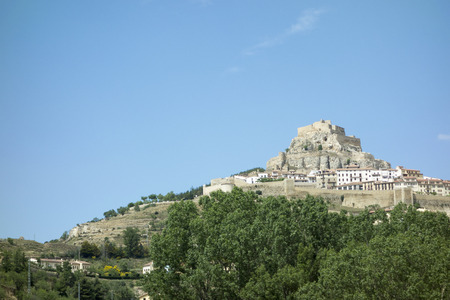 The town of Morella in the province of Castellonの写真素材