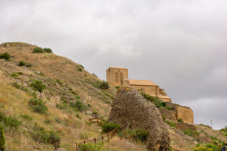 The town of Gallipienzo de Navarra in Spainの写真素材