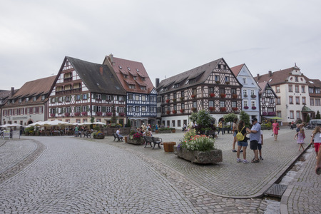 GENGENBACH, BADEN-WURTTEMBERG/ GERMANY - AUGUST 16, 2017: Medieval town centre with characteristic half-timbered housesのeditorial素材