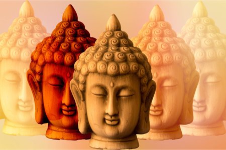 A background with several images of a buddha