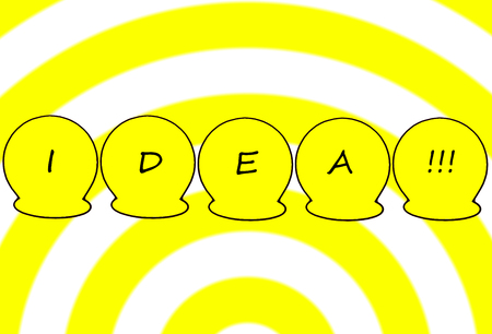 Ilustration of A yellow background with the word ideaの写真素材