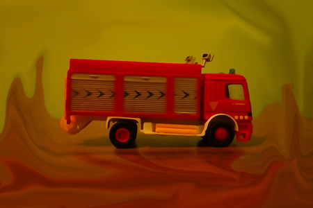 A Illustration of a fire truck with red backgroundの写真素材