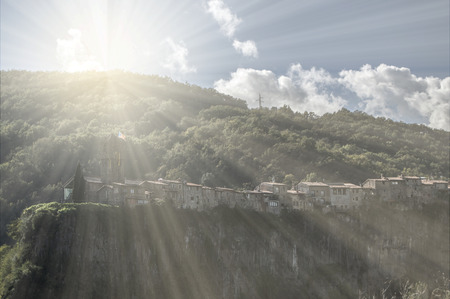 The village of Castellfollit de la roca in Gironaの写真素材