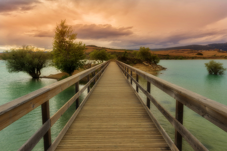 The Alloz reservoir in Lerate, Navarra, Spainの写真素材