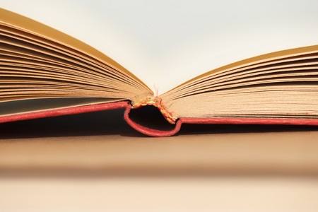 Several textbooks with white sheets opened in the middleの写真素材