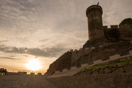 Sunrise in the village of Tossa de Mar, Costa brava, Gironaの写真素材