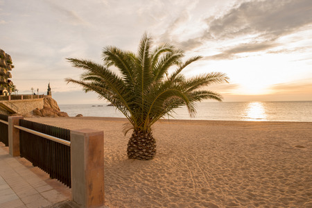 Sunrise in the village of Tossa de Mar, Costa brava, Gironaの写真素材