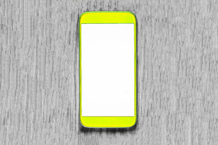 A telephone on the table with a white screenの写真素材