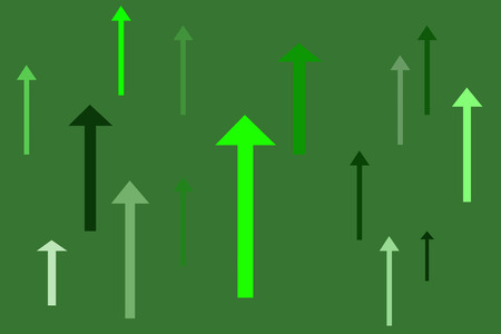 Several arrows of an green color looking up for graphic resourceの写真素材