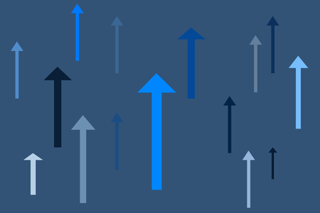 Several arrows of an blue color looking up for graphic resourceの写真素材