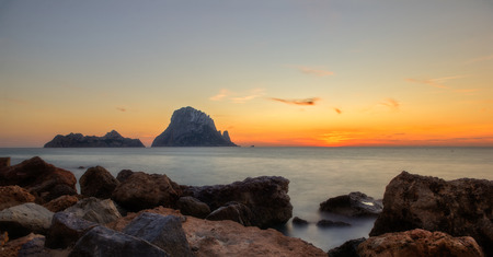 Sunset in Ibiza next to the island of Es vedraの写真素材