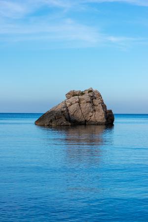 The coast on a blue day in Ibiza, Spainの写真素材