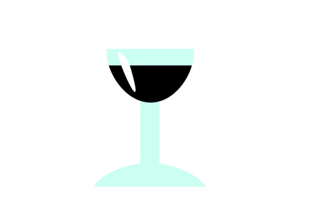 Illustration of a red wine glass on white backgroundの写真素材