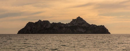 The sunset on the island of Es vedra, Ibiza, Spainの写真素材