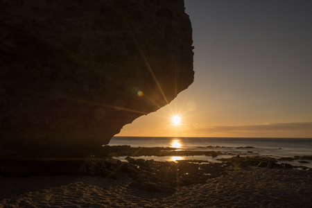 Sunrise on the beach of the dead of Carboneras, Almeriaの写真素材
