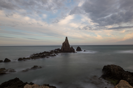 The reef of the cape sirens at sunset, Spainの写真素材