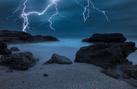 A stormy night in the blue sea, Spain