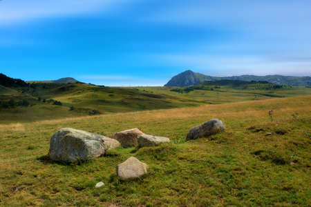Mountains in the Pyrenees through the valley of Aran, Spainの写真素材