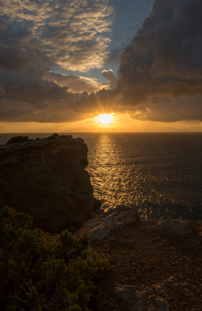 Sunrise in the Cap Martinet on the island of Ibiza, Spainの写真素材