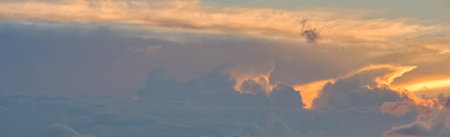 Panoramic of a cloudy sky at sunset, Spain
