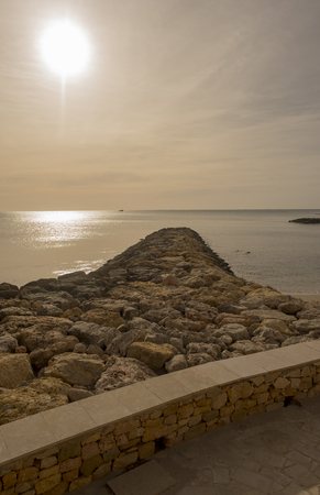 Sunrise by the sea of Ametlla de mar, Spainの写真素材