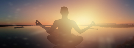 Panoramic of a sunset in the delta del ebro of tarragona, Spainの写真素材