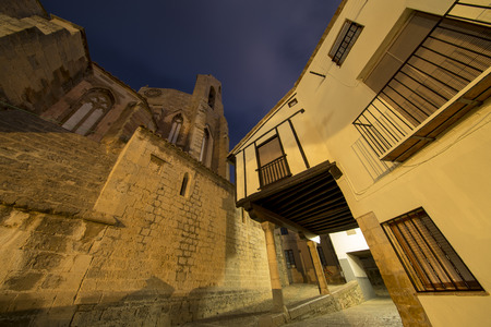 The town of Morella illuminated at night, Spainのeditorial素材