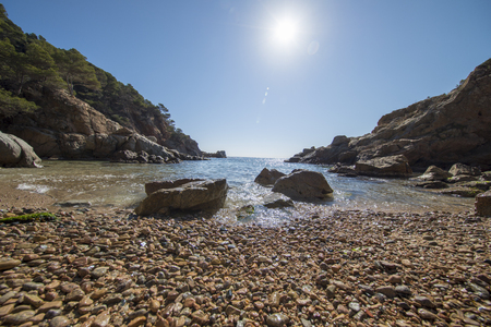 In the Morisca cove of Tossa de Mar, Costa brava, Spainの写真素材