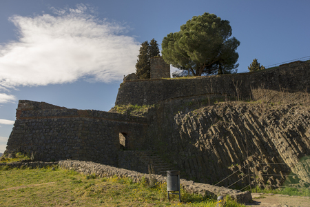 The medieval village of Hostalric in Girona, Spainのeditorial素材