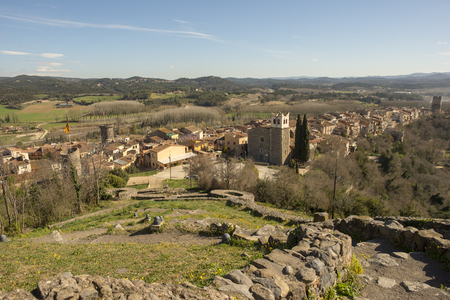 The medieval village of Hostalric in Girona, Spainのeditorial素材