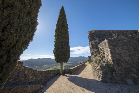 The medieval village of Hostalric in Girona, Spainのeditorial素材