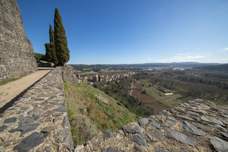 The medieval village of Hostalric in Girona, Spainのeditorial素材