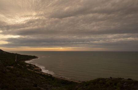 Sunrise from the Benicassim viewpoint, Costa azahar, Spainの写真素材
