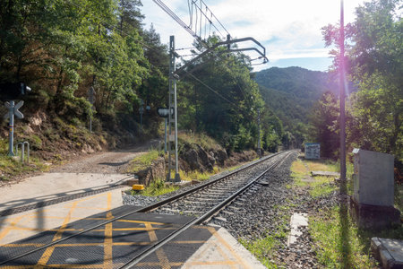 The ter route through the interior of Girona, Spainの写真素材