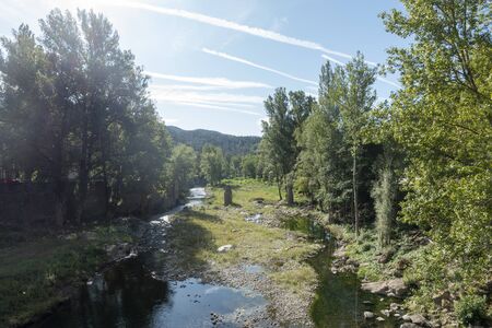 The ter route through the interior of Girona, Spainの写真素材