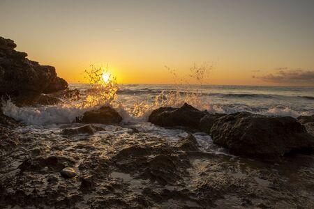 The Oropesa coast of the sea at sunrise, Spainの写真素材