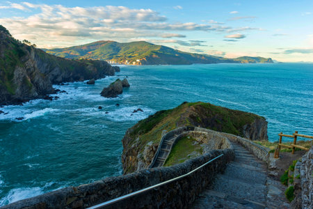 Access by stairs to the hermitage of San Juan de Gaztelugatxe, Spain